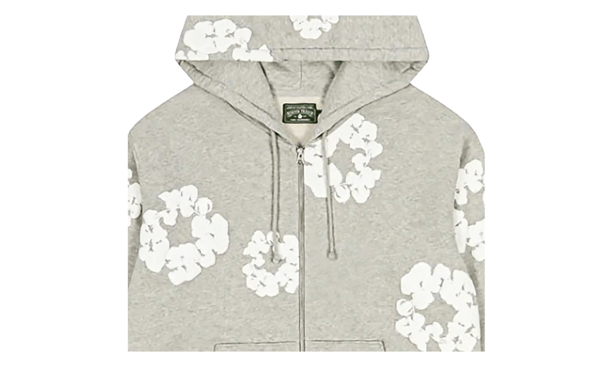 Cotton Wreath Zip Up Hooded Sweatshirt "Grey" DT373
