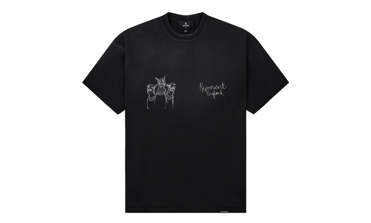 Hand Drawn Thoroughbred Dogs Tee "Aged Black" MLM100383 03