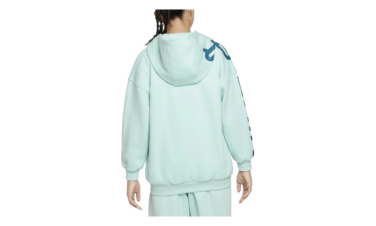 Air Club Fleece Girls' Oversized Full-Zip Hoodie GS "Jade Ice / Geode Teal" FD2960 346