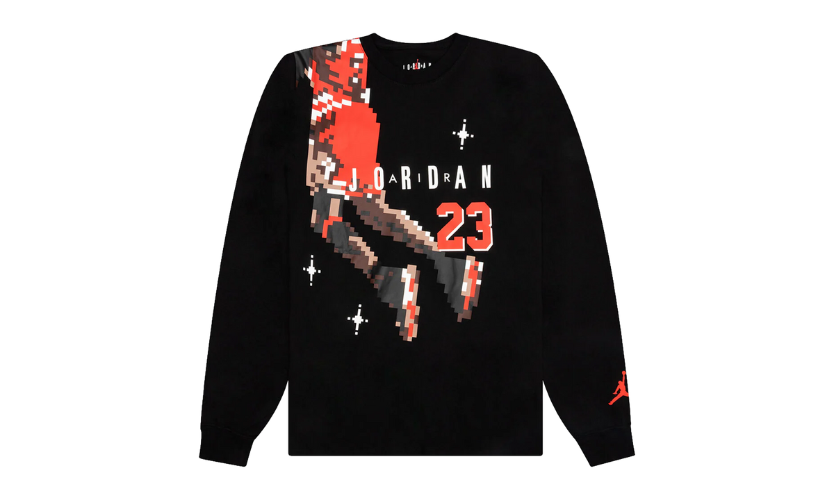 Slam Dunk Contest Holiday Long Sleeve Pixel T-Shirt "Black / Chile Red" DC9793 010