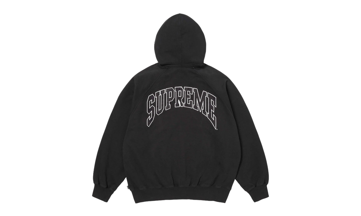 Cracked Raglan Zip Up Hooded Sweatshirt "SS26 - Black" SU27504