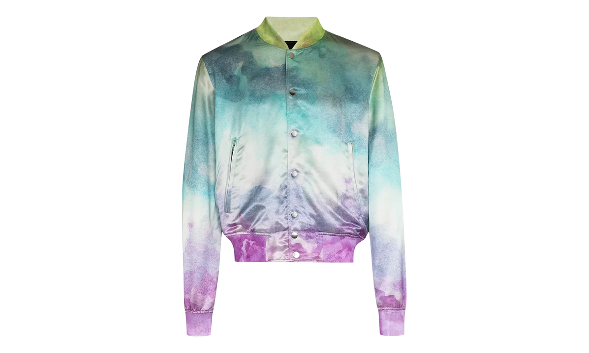 Watercolor Print Silk Bomber Jacket "Multicolor" F0M04179VS MUL