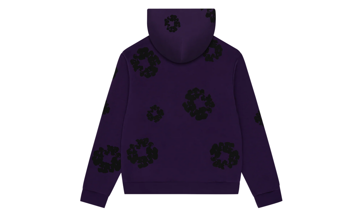 Black Cotton Wreath Hoodie "Purple" DT354