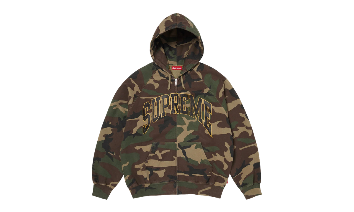 Cracked Raglan Zip Up Hooded Sweatshirt "SS26 - Woodland Camo" SU27507