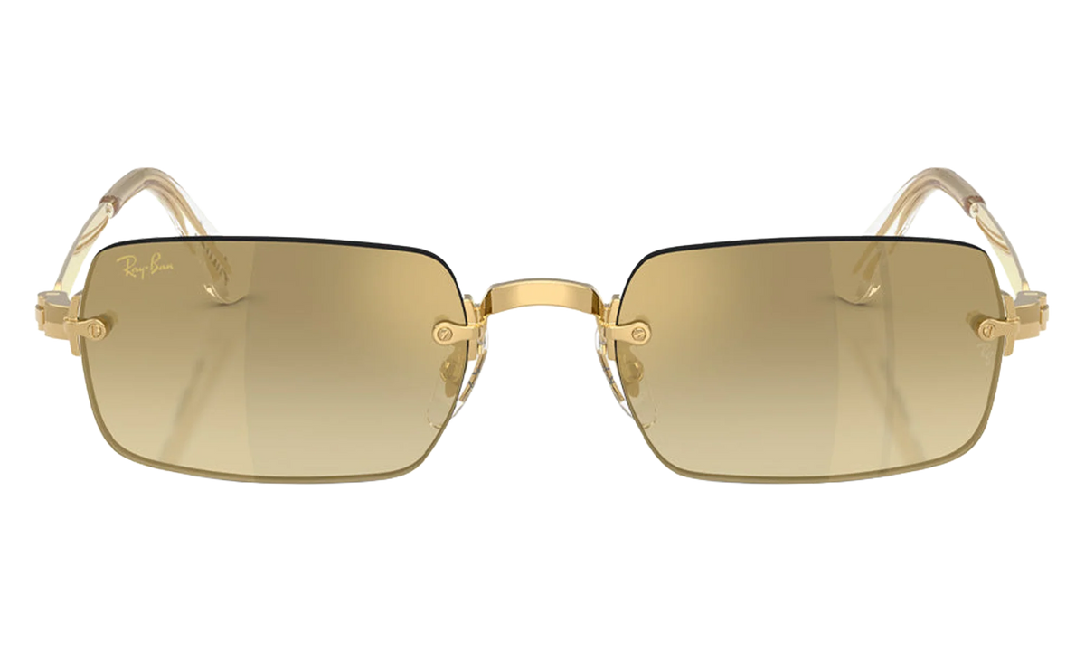 Ray-Ban Rimless "A$AP Rocky - Polished Arista Gold with Brown Mirror Gold Gradient Lens" RB3928 001 7I