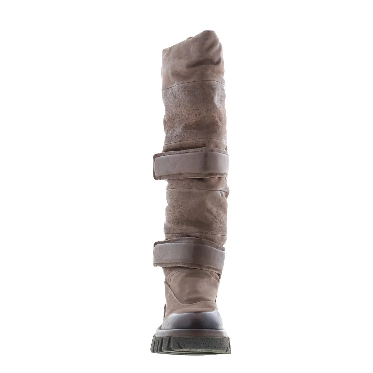 Halpert Womens Brown Leather Zipper Knee High Boots