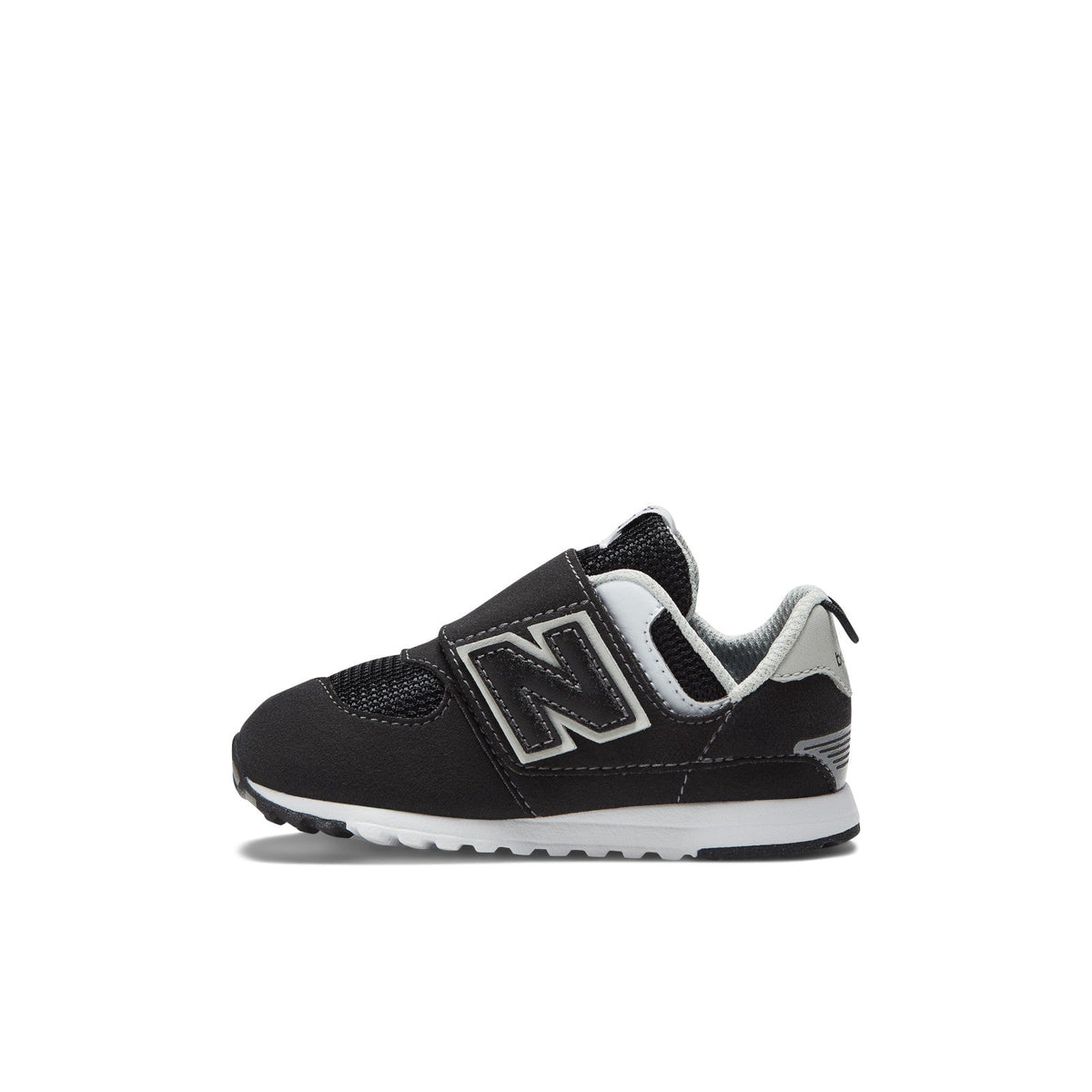 Toddler 574 B Hook & Loop in Black with Silver Metallic